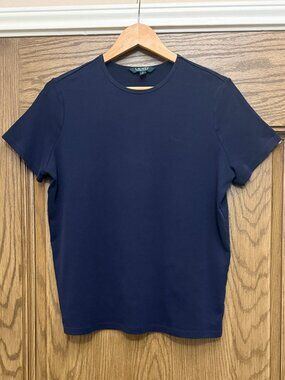 Lauren Ralph Lauren Top Navy Blue Cotton Knit Womens 1X